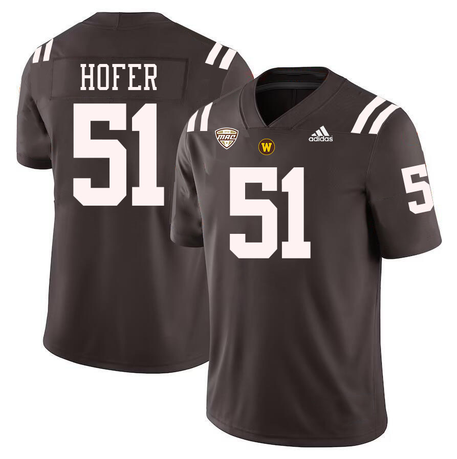 #51 John Hofer Western Michigan Broncos College Football Jerseys Stitched-Brown